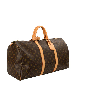 Sac Keepall 50 Vintage en toile monogram marron