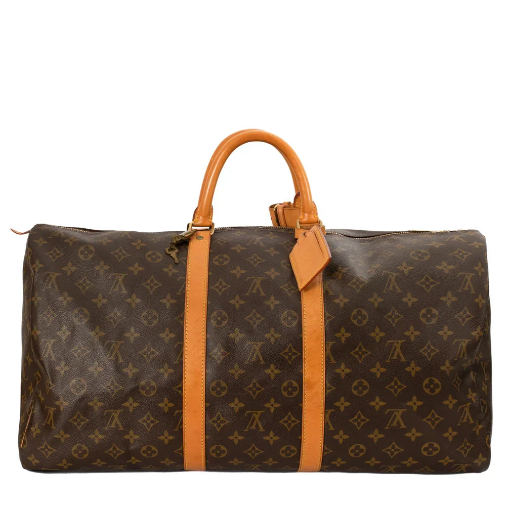 Sac Keepall 55 Vintage en toile monogram marron