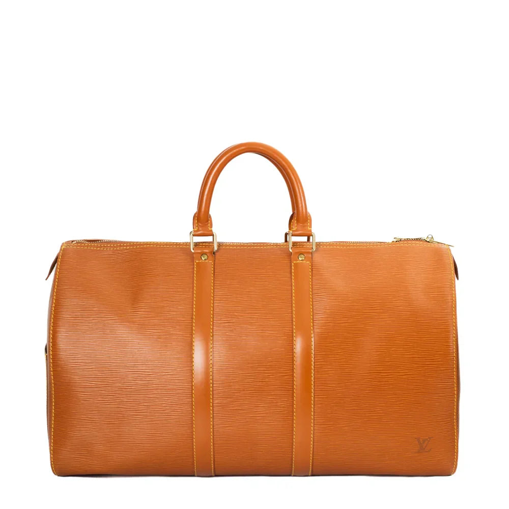 Sac Keepall 45 Vintage en cuir épi marron