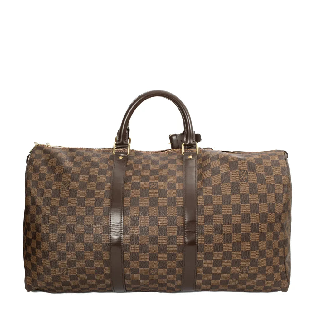 Sac Keepall 50 Vintage en toile damier ébène