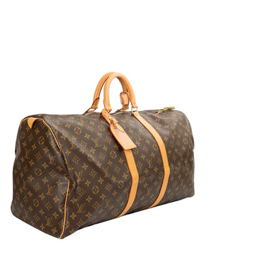 Sac Keepall 55 Vintage en toile monogram marron