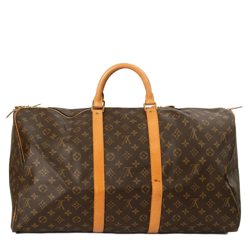 Sac Keepall 55 Vintage en toile monogram marron