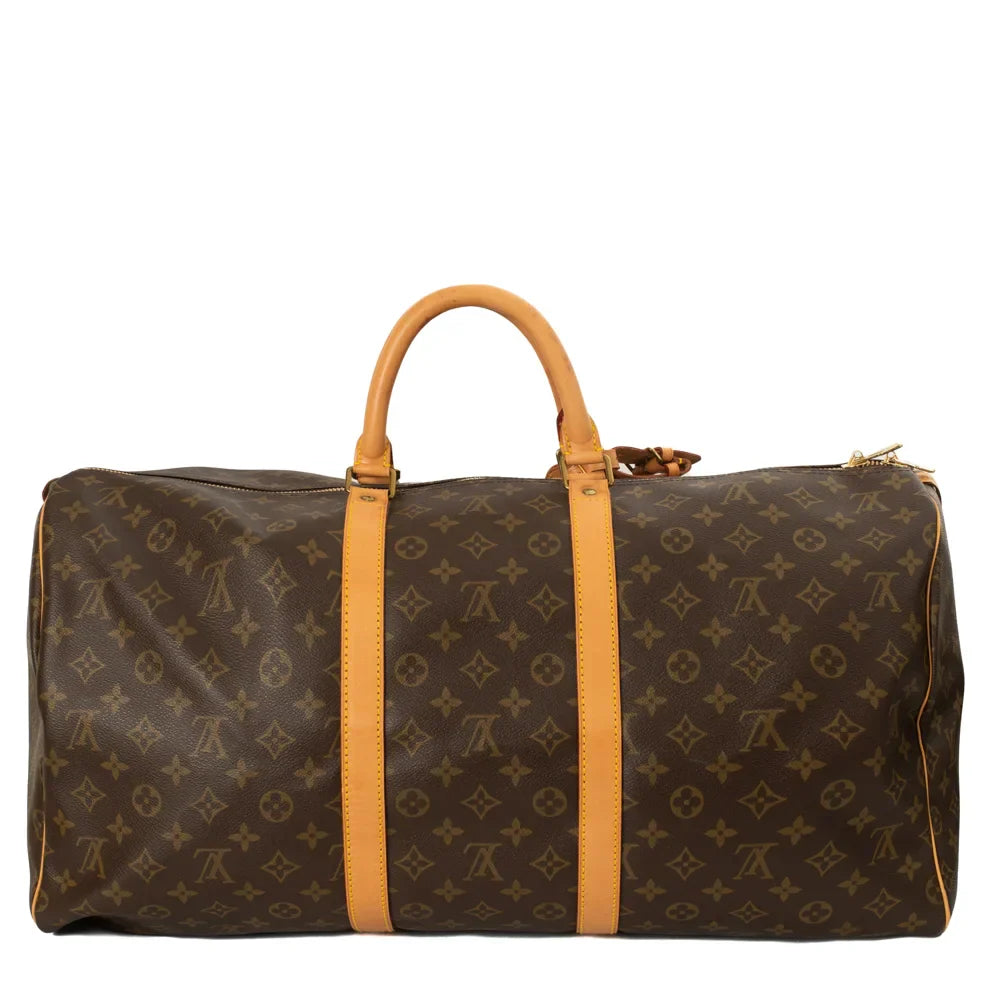 Sac Keepall 55 Vintage en toile monogram marron