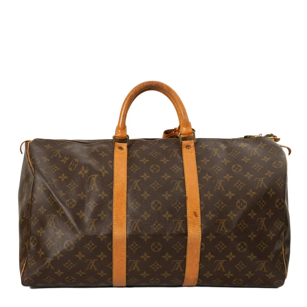 Sac Keepall 50 Vintage en toile monogram marron