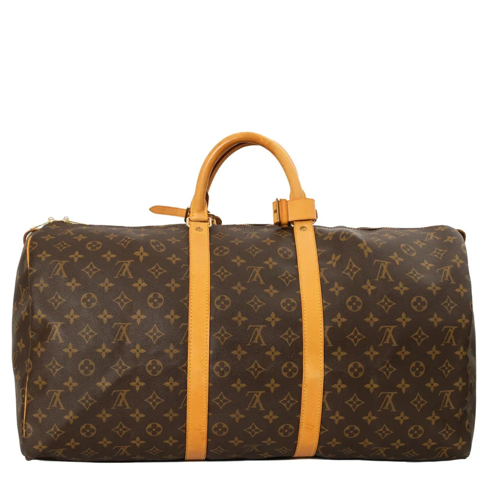 Sac Keepall 55 Vintage en toile monogram marron