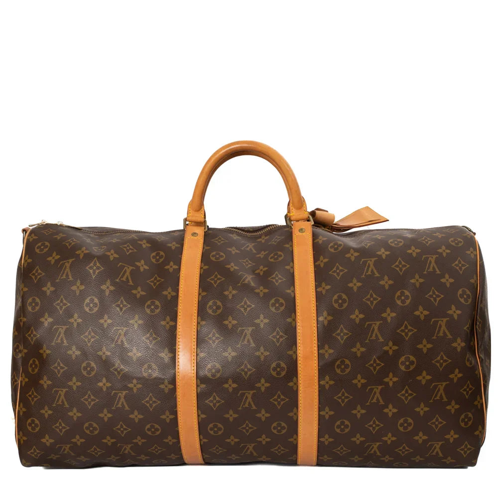 Sac Keepall 60 Vintage en toile monogram marron
