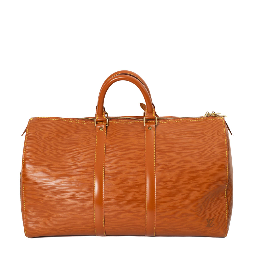 Sac Keepall 45 Vintage en cuir épi marron
