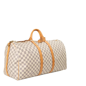 Sac Keepall 55 Vintage en toile damier azur