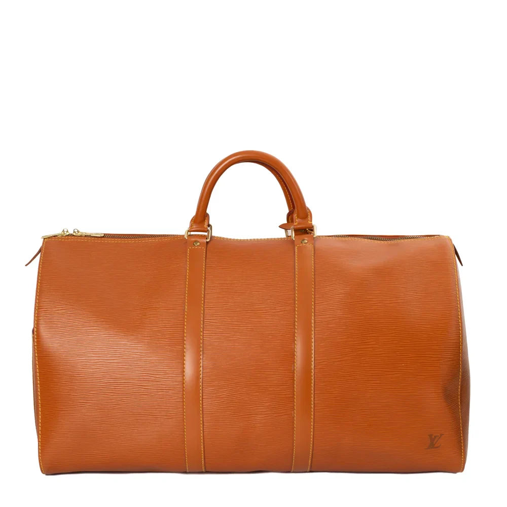 Sac Keepall 50 Vintage en cuir épi marron