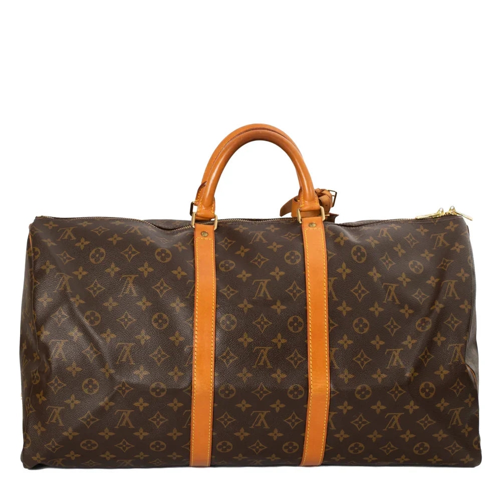 Sac Keepall 55 Vintage en toile monogram marron