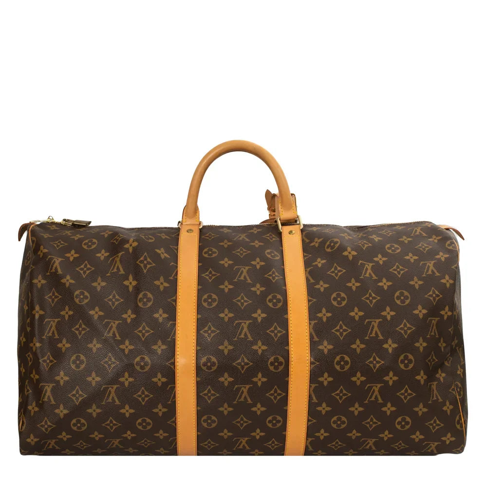 Sac Keepall 55 Vintage en toile monogram marron
