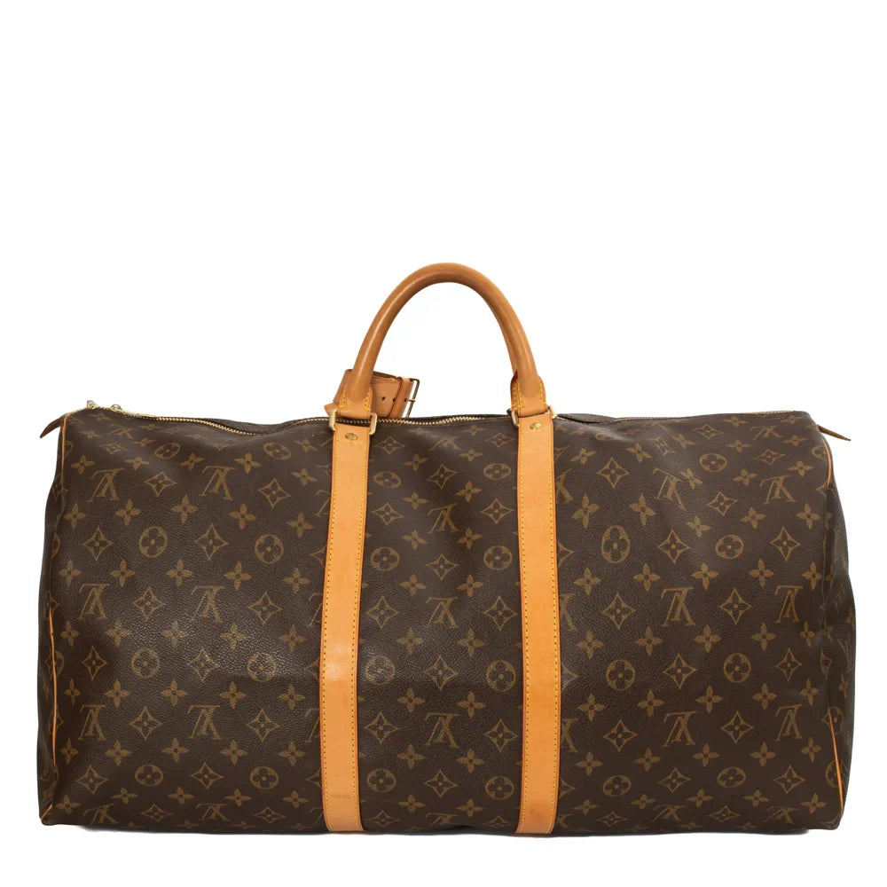 Sac Keepall 55 Vintage en toile monogram marron