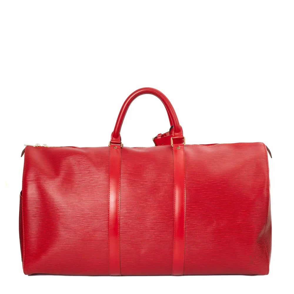 Sac Keepall 50 Vintega en cuir épi rouge