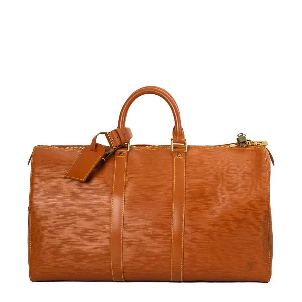 Sac Keepall 45 Vintage en cuir épi marron