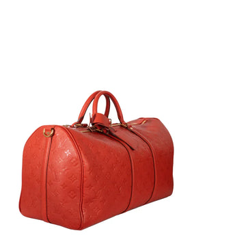 Sac Keepall 50 en cuir empreinte rouge