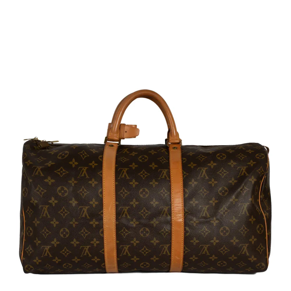 Sac Keepall 50 Vintage en toile monogram marron