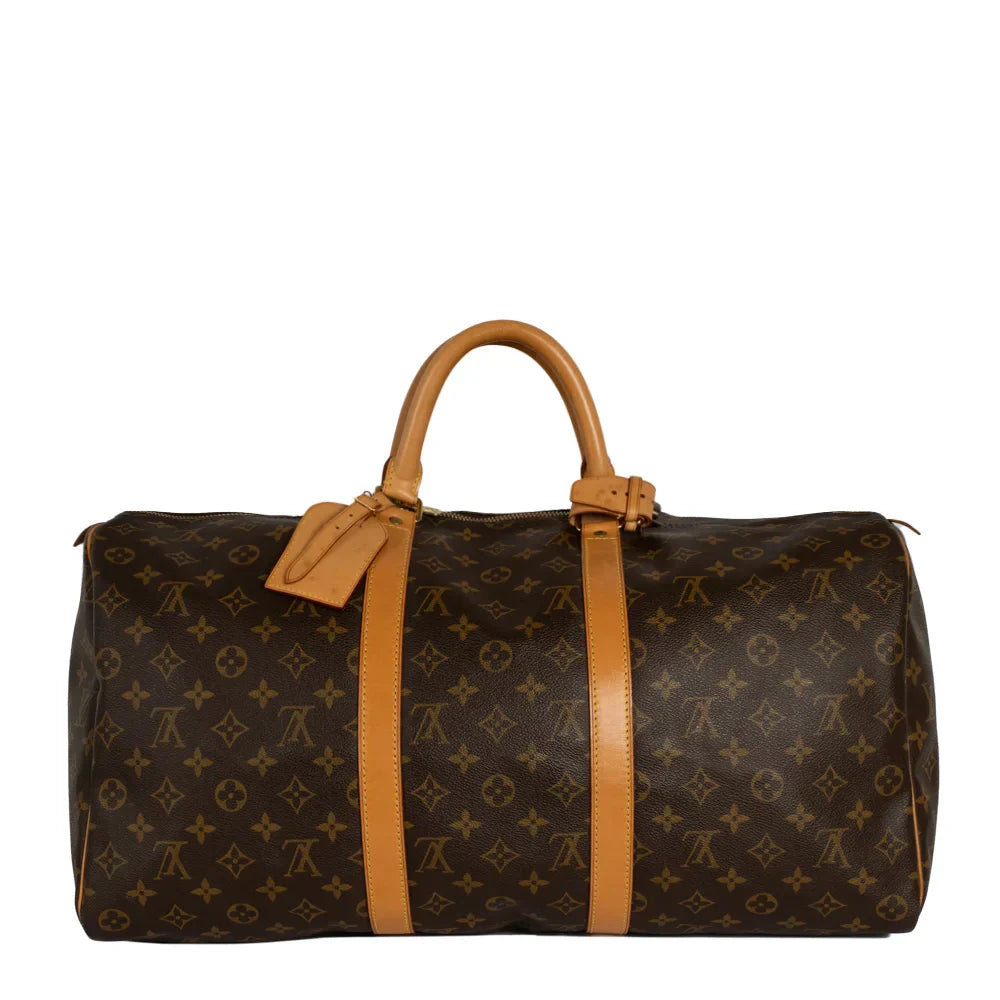 Sac Keepall 50 Vintage en toile monogram marron
