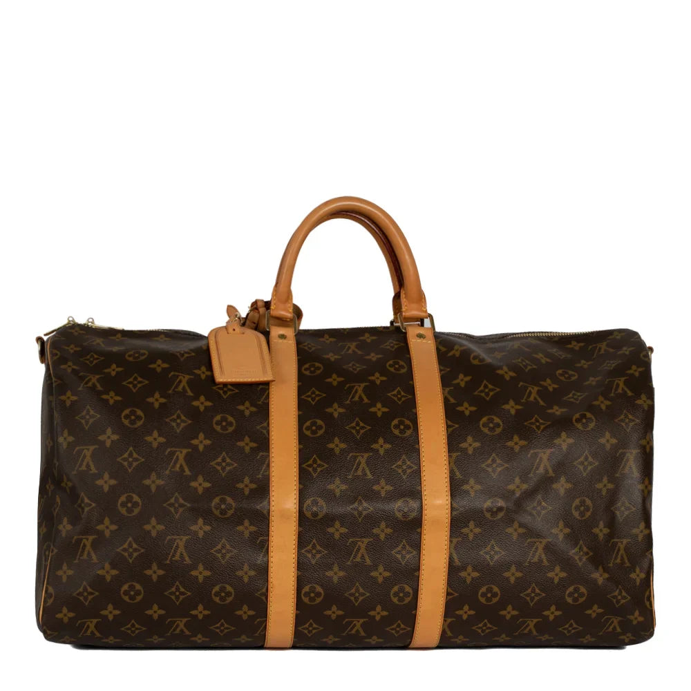 Sac Keepall 55 Vintage en toile monogram marron