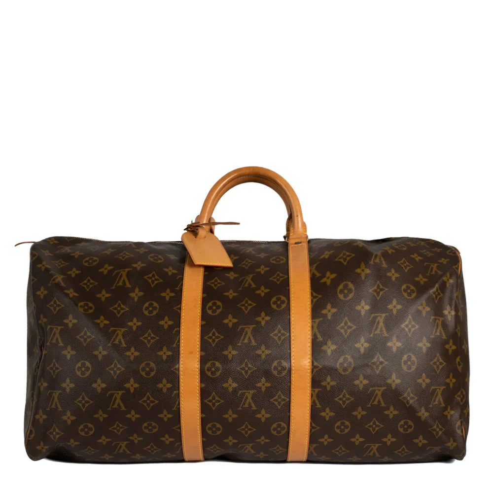 Sac Keepall 55 Vintage en toile monogram marron