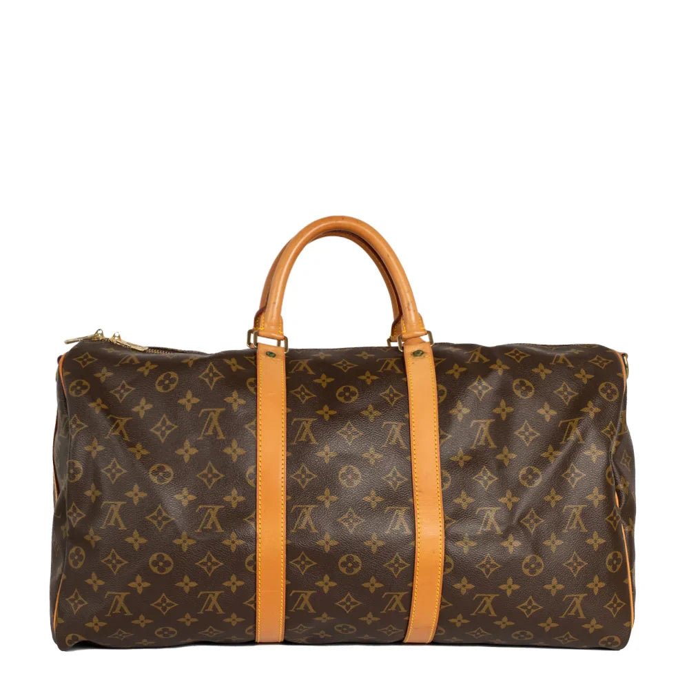 Sac Keepall 50 Vintage en toile monogram marron