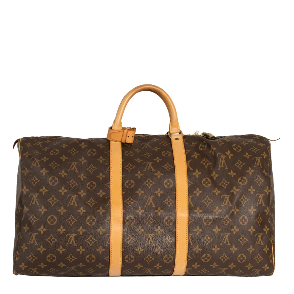 Sac Keepall 55 Vintage en toile monogram marron
