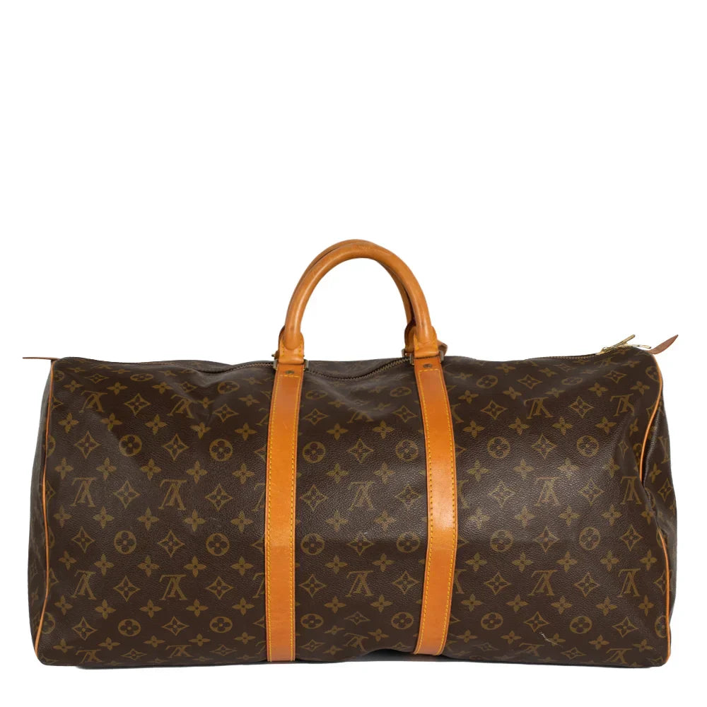 Sac Keepall 55 Vintage en toile monogram marron