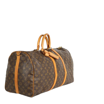 Sac Keepall 55 Vintage en toile monogram marron