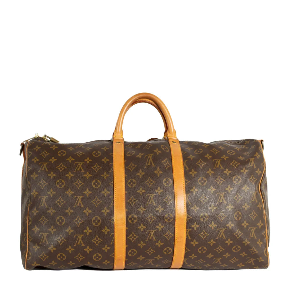 Sac Keepall 55 Vintage en toile monogram marron