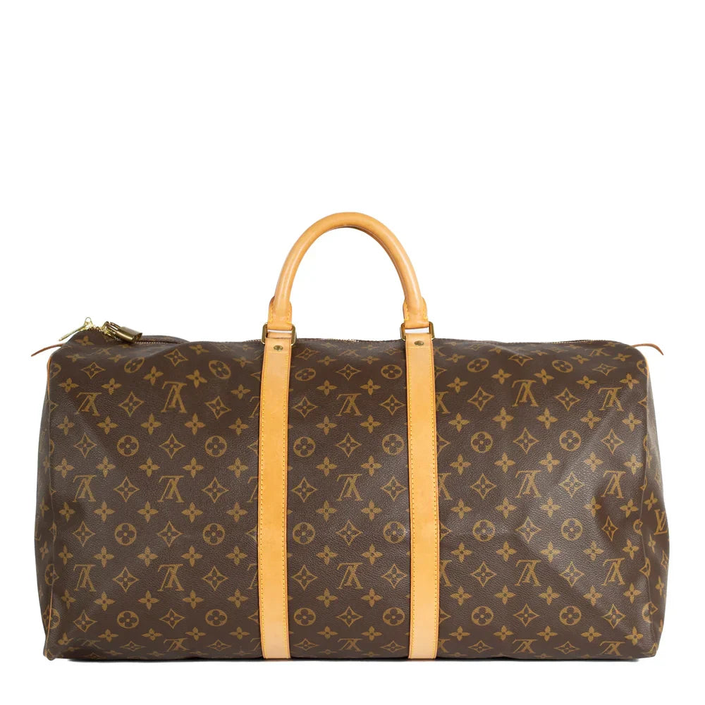 Sac Keepall 55 Vintage en toile monogram marron