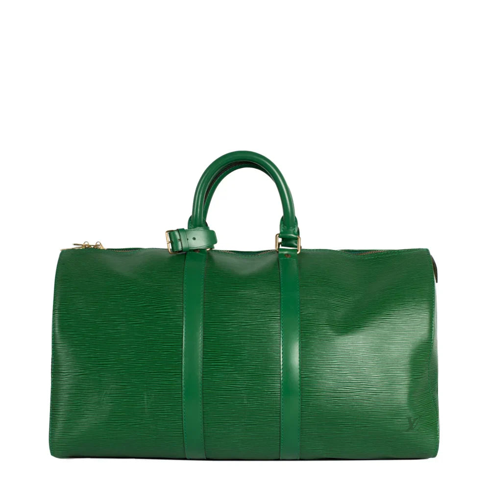 Sac Keepall 45 Vintage en cuir épi vert