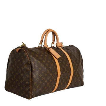 Sac Keepall 55 Vintage en toile monogram marron