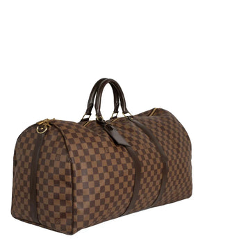 Sac Keepall 55 en toile damier ébène