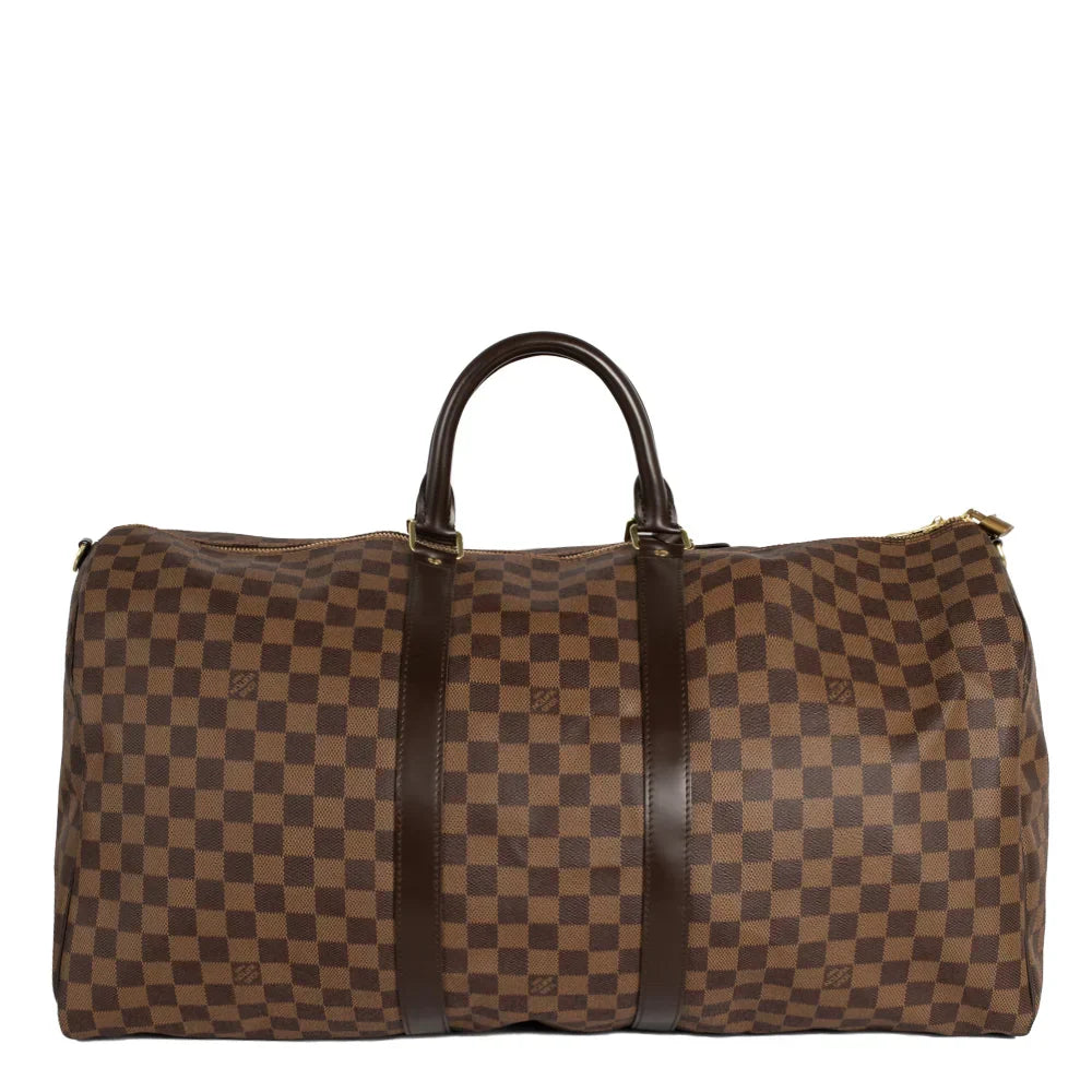 Sac Keepall 55 en toile damier ébène