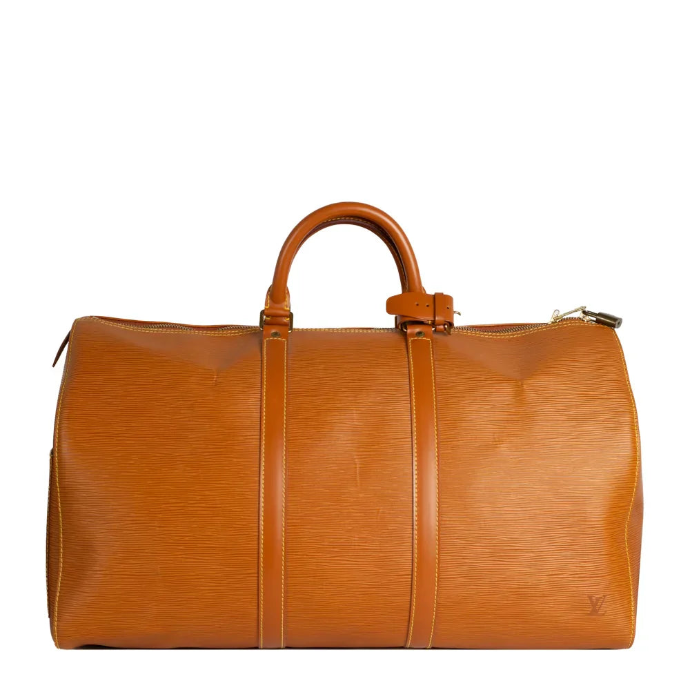 Sac Keepall 50 Vintage en cuir épi marron