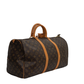 Sac Keepall 50 Vintage en toile monogramme marron