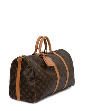 Sac Keepall 50 Vintage en toile monogramme marron