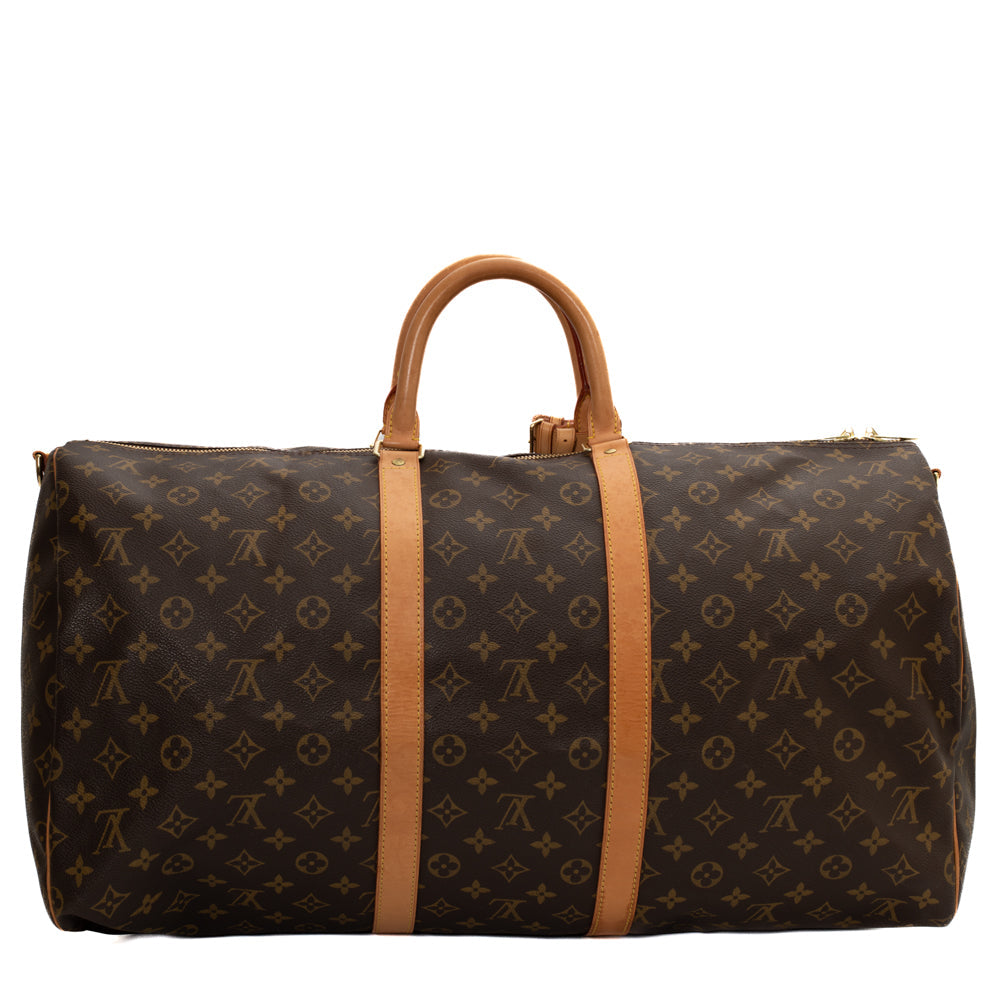 Sac Keepall 55 Vintage en toile monogramme marron