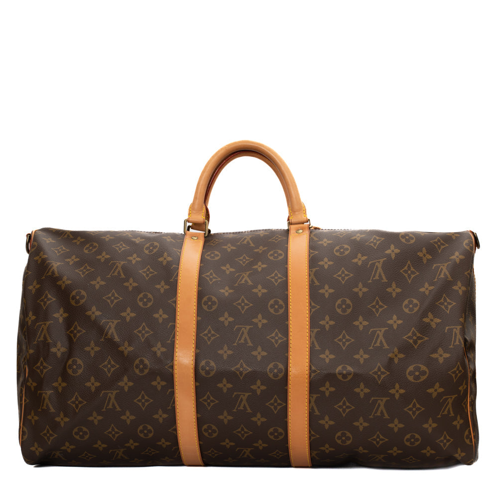 Sac Keepall 55 Vintage en toile monogramme marron
