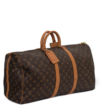 Sac Keepall 55 Vintage en toile monogramme marron