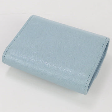 CHANEL 31962291 Tri-fold wallet Camelia flap wallet leather Light Blue Women