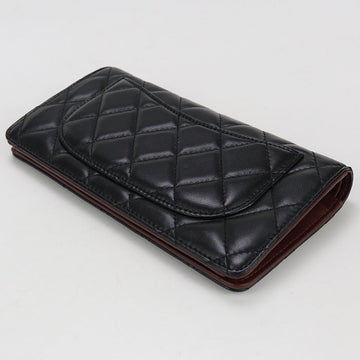 CHANEL A31509 Large wallet Matrasse  double fold coin purse lambskin black Women