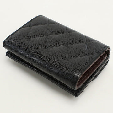 CHANEL CH79686 Small flap wallet Matrasse Three fold caviar black Women