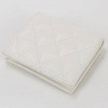 CHANEL Bi-fold wallet Matrasse Compact wallet Flap Wallet Caviar skin white Women