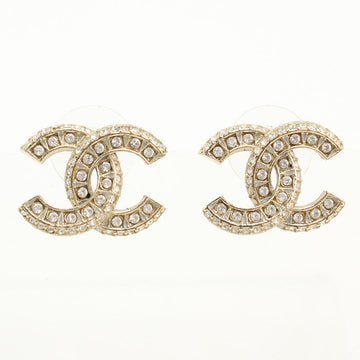 CHANEL Pierce Rhinestone Pierce COCO Mark Stand Pierce plating clear Women