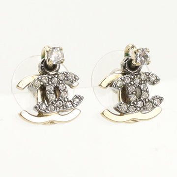 CHANEL Pierce Rhinestone Pierce COCO Mark Stand Pierce metal clear Women