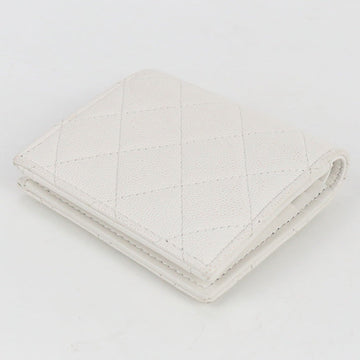 CHANEL Small wallet Matrasse Bi-fold wallet with coin purse/caviar  White Women