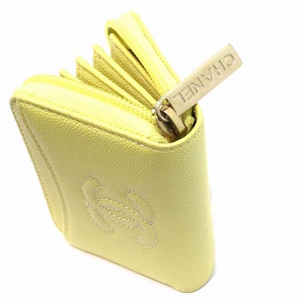 Chanel CC Caviar Zip Card Holder Leather Card Case in Excellent condition